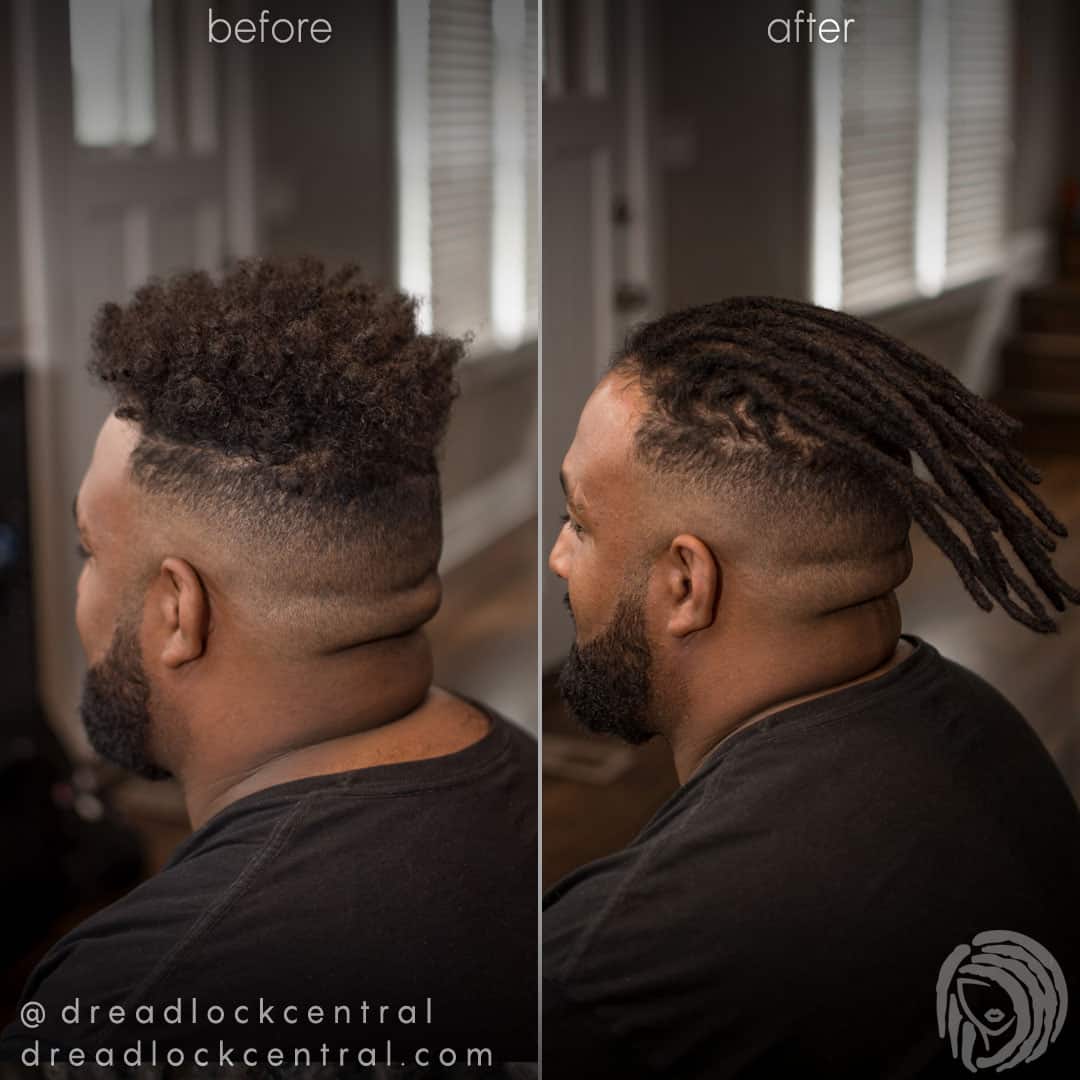 Before and after Human Hair Dreadlock Extensions for our client in Washington DC