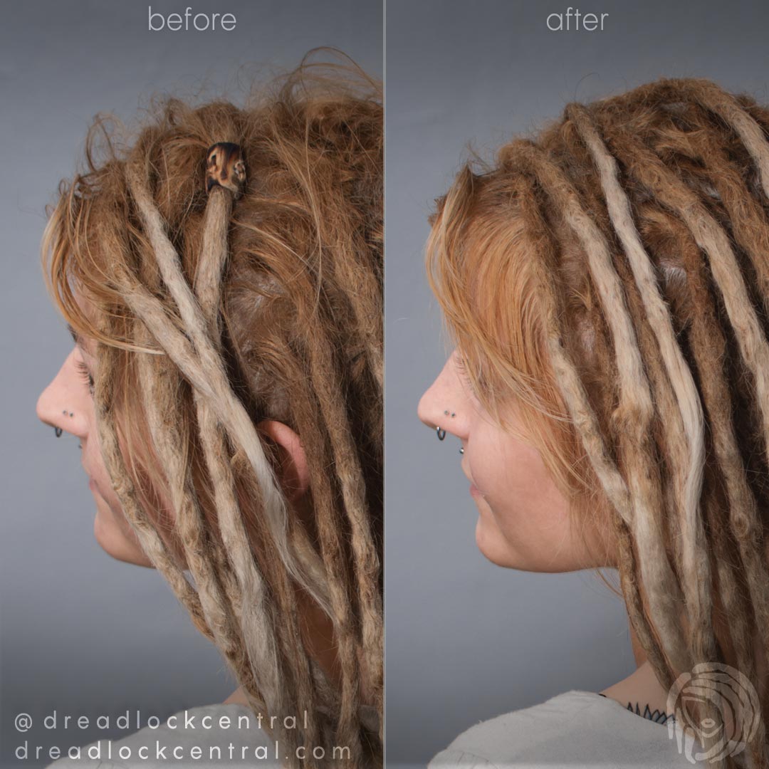 Dreadlock Root Maintenance Before and After