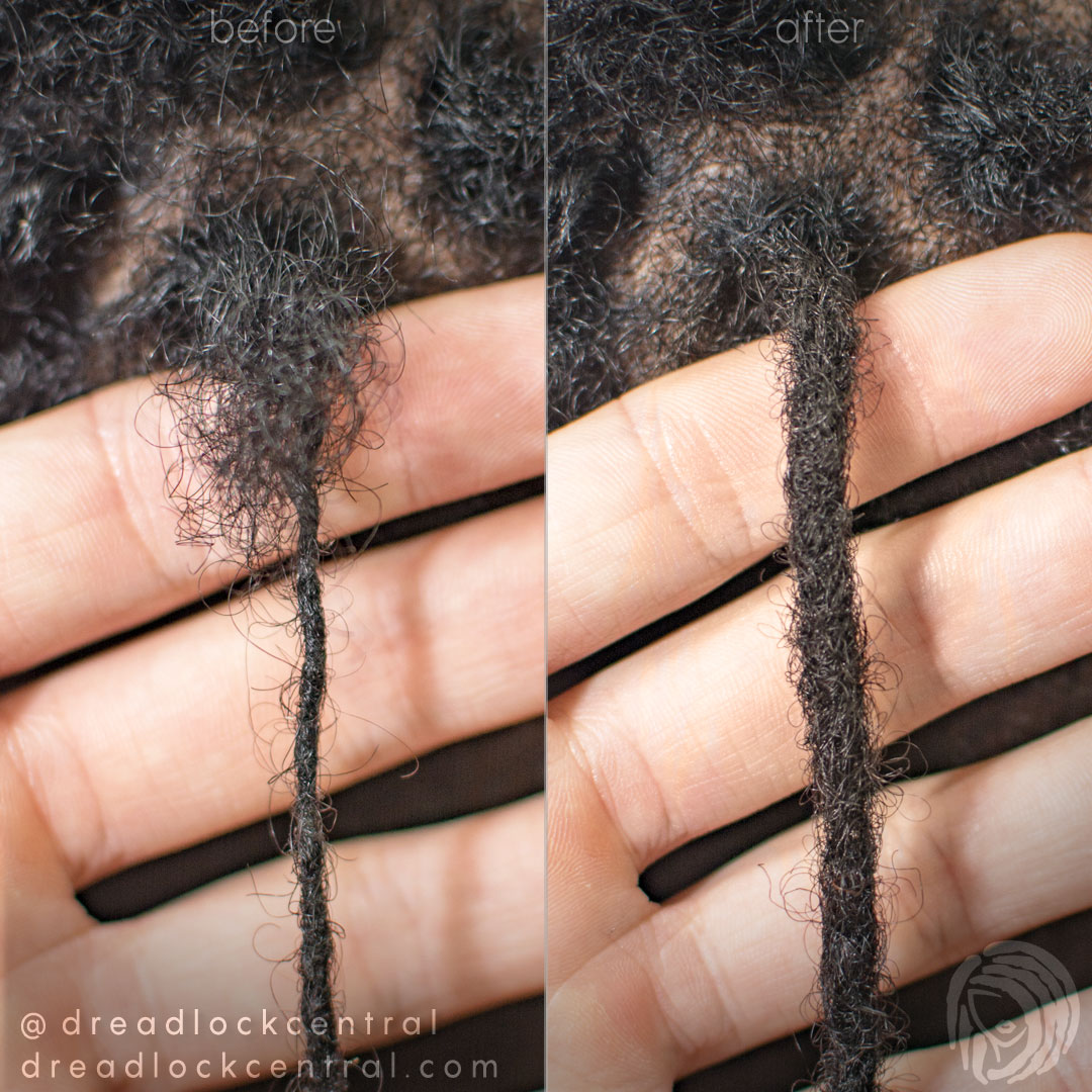 Skinny Dreadlock Thickening Repair Before and After